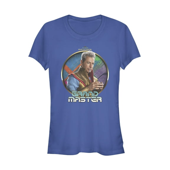 Junior's Marvel Thor: Ragnarok Grandmaster Circle  Graphic Tee Royal Blue Large