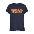 thumbnail image 1 of Junior's Marvel Thor Text Logo  Graphic Tee Navy Blue Medium, 1 of 2