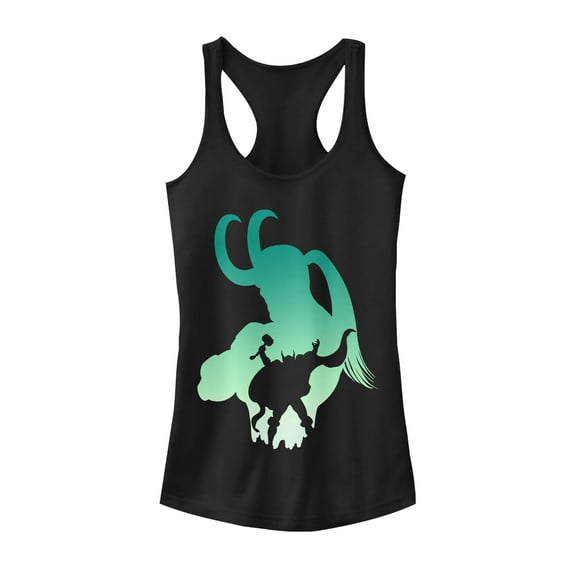 Junior's Marvel Thor and Loki Silhouette Racerback Tank Top Black Large