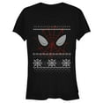 thumbnail image 1 of Junior's Marvel Ugly Christmas Spider-Man Mask  Graphic Tee Black Large, 1 of 2