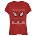 thumbnail image 1 of Junior's Marvel Ugly Christmas Spider-Man Mask  Graphic Tee Red X Large, 1 of 2