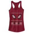 thumbnail image 1 of Junior's Marvel Ugly Christmas Spider-Man Mask  Racerback Tank Top Scarlet X Large, 1 of 3