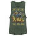 thumbnail image 1 of Junior's Marvel Ugly Christmas X-Men Group Festival Muscle Graphic Tee Pine Green Heather X Small, 1 of 3