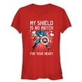 thumbnail image 1 of Junior's Marvel Valentine Captain America No Shield For Heart  Graphic Tee Red X Large, 1 of 2