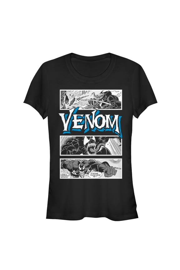 Junior's Marvel Venom Comic Panels  Graphic Tee Black Small