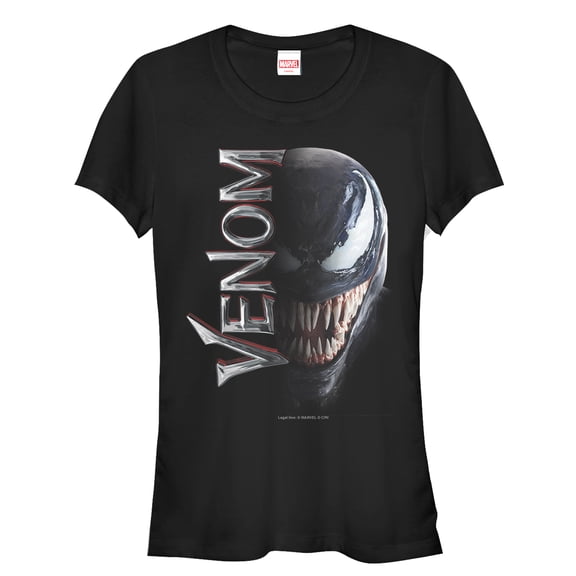 Junior's Marvel Venom Film Split Portrait  Graphic Tee Black X Large