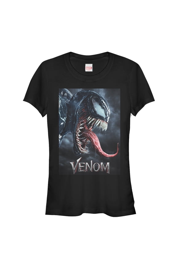 Junior's Marvel Venom Film Tongue Portrait Graphic Tee Black Medium
