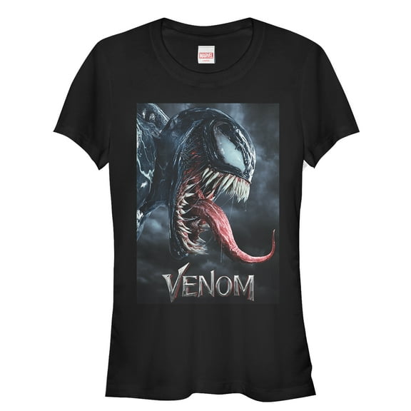 Junior's Marvel Venom Film Tongue Portrait Graphic Tee Black Small