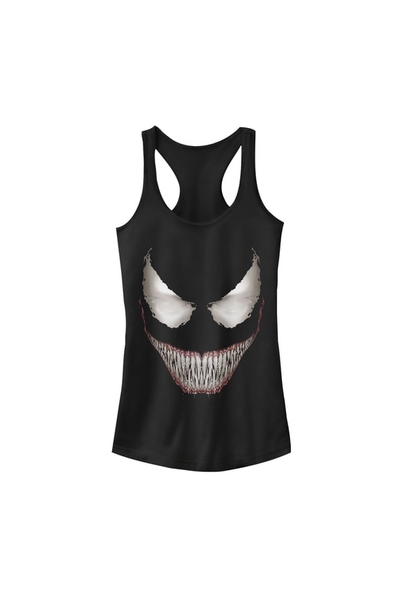 Junior's Marvel Venom Grin  Racerback Tank Top Black 2X Large