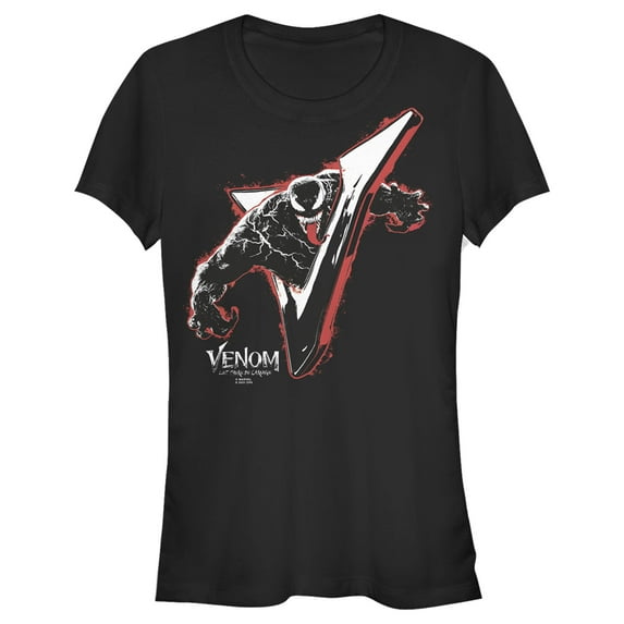 Junior's Marvel Venom: Let There be Carnage Shiny V Graphic Tee Black Large