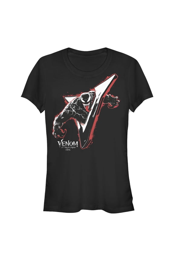 Junior's Marvel Venom: Let There be Carnage Shiny V Graphic Tee Black Small