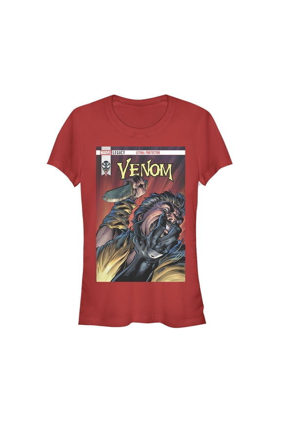 Junior's Marvel Venom Lethal Protector Dagger Graphic Tee Red Large