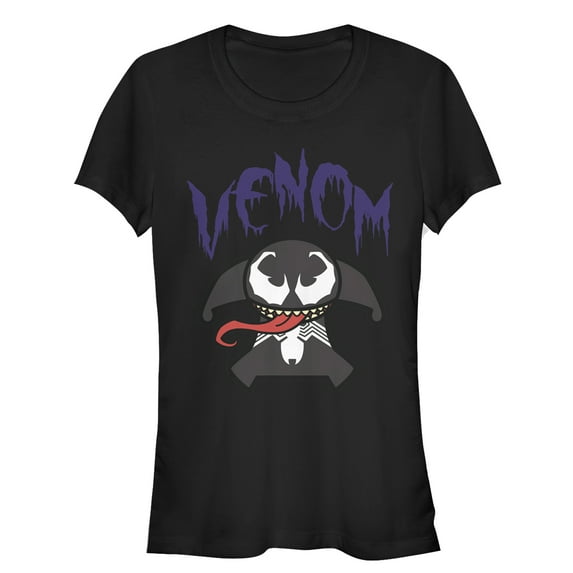 Junior's Marvel Venom Muscle Kawaii Graphic Tee Black Large