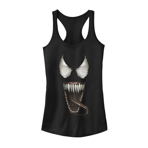 Junior's Marvel Venom Tongue  Racerback Tank Top Black X Small
