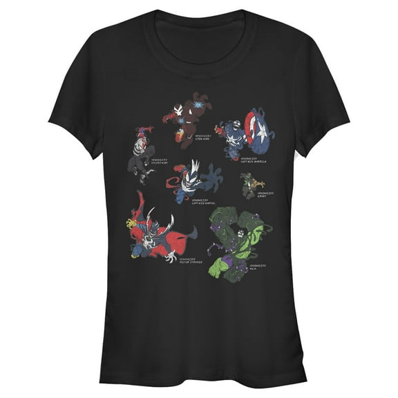 Junior's Marvel Venomized Hero Circle  Graphic Tee Black Medium