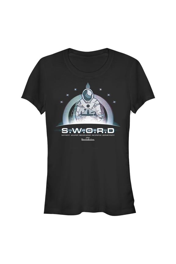 Junior's Marvel WandaVision S.W.O.R.D Logo Graphic Tee Black Medium