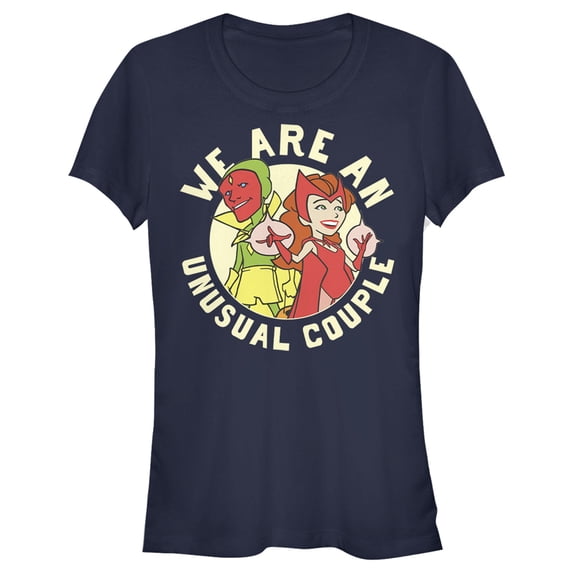 Junior's Marvel WandaVision Unusual Couple Graphic Tee Navy Blue 2X Large