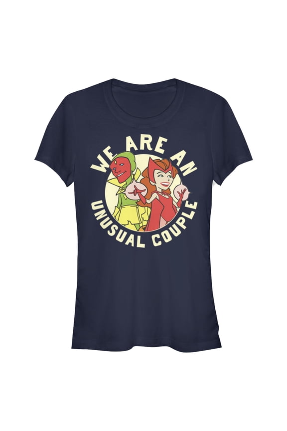 Junior's Marvel WandaVision Unusual Couple Graphic Tee Navy Blue Large