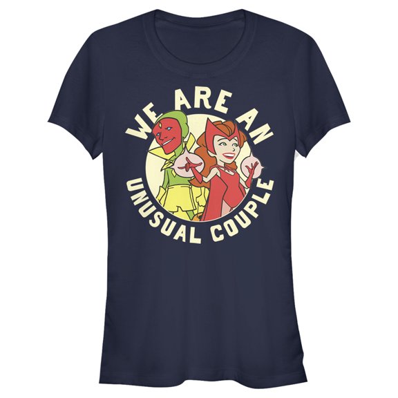Junior's Marvel WandaVision Unusual Couple Graphic Tee Navy Blue Small