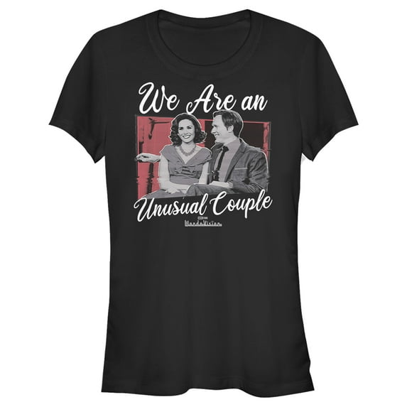 Junior's Marvel WandaVision We are an Unusual Couple Graphic Tee Black Large