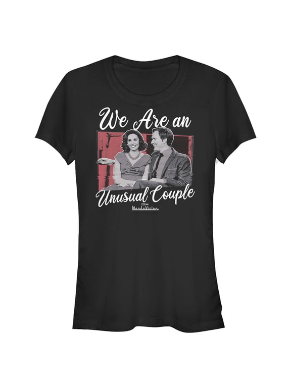 Junior's Marvel WandaVision We are an Unusual Couple Graphic Tee Black X Large