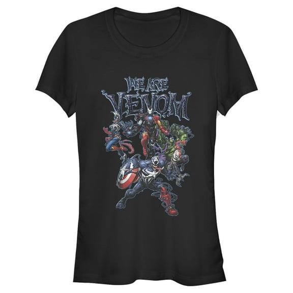 Junior's Marvel We Are Venom Character Menagerie Graphic Tee Black Small