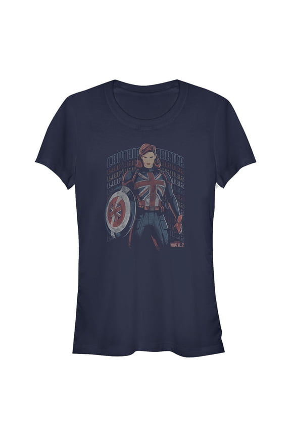 Junior's Marvel What if…? Carter  Graphic Tee Navy Blue Medium