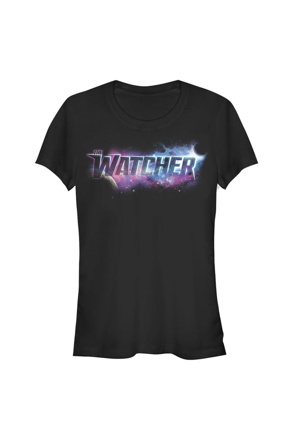 Junior's Marvel What if…? Watcher Logo Graphic Tee Black X Large
