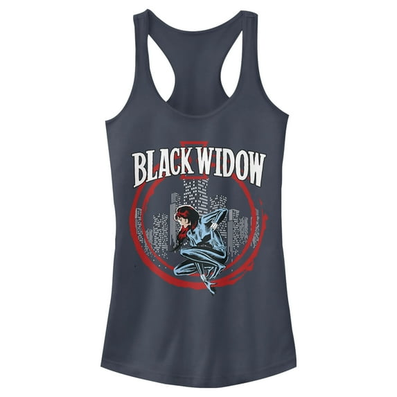 Junior's Marvel Widow Circle Racerback Tank Top Indigo 2X Large
