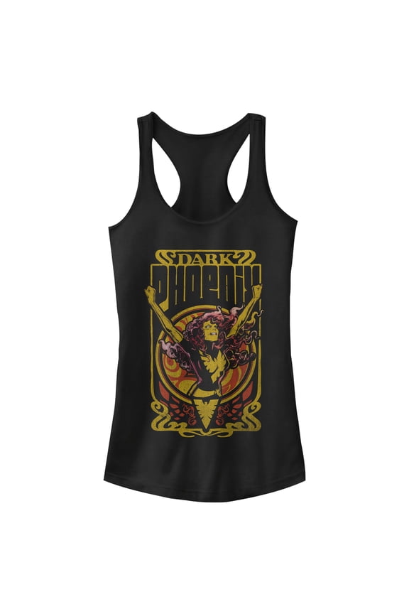 Junior's Marvel X-Men Dark Phoenix Crest Racerback Tank Top Black Large