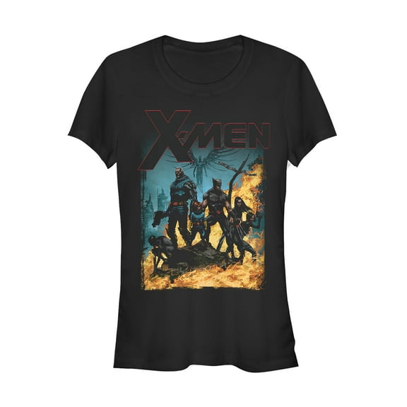 Junior's Marvel X-Men Flame Portrait  Graphic Tee Black 2X Large