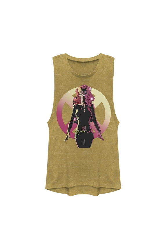 Junior's Marvel X-Men Jean Grey Logo  Festival Muscle Graphic Tee Gold Heather Large