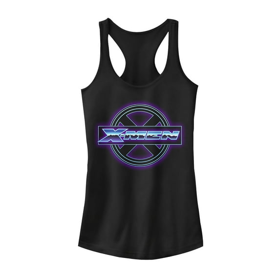 Junior's Marvel X-Men Neon Logo Racerback Tank Top Black 2X Large