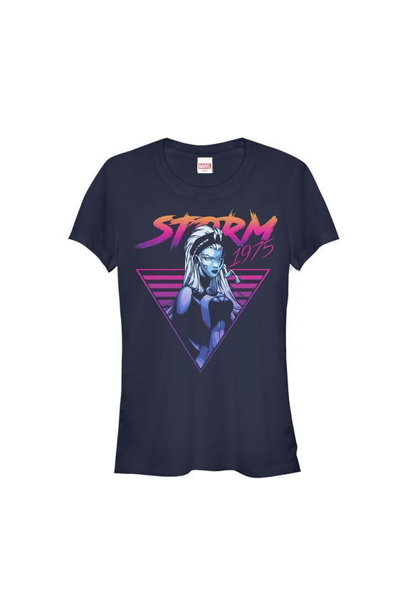 Junior's Marvel X-Men Retro Storm  Graphic Tee Navy Blue Medium