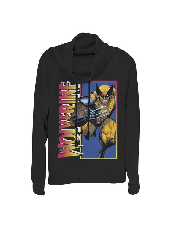 Junior's Marvel X-Men Wolverine Claw Cowl Neck Sweatshirt Black X Small