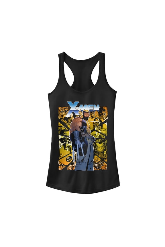 Junior's Marvel X-Men Wolverine Shattered Scene Racerback Tank Top Black Small