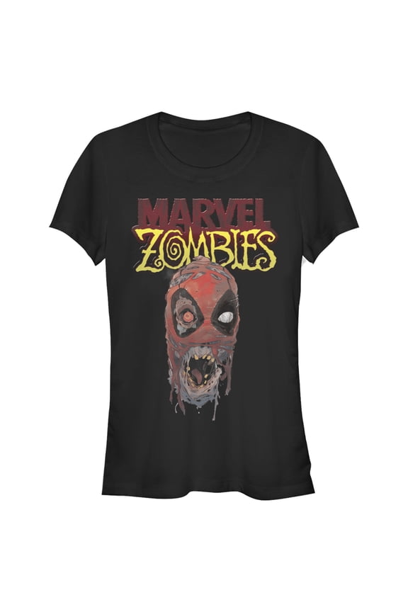 Junior's Marvel Zombies Deadpool Face Graphic Tee Black Large