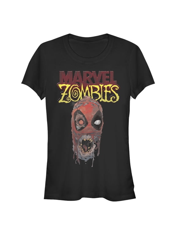 Junior's Marvel Zombies Deadpool Face Graphic Tee Black Small