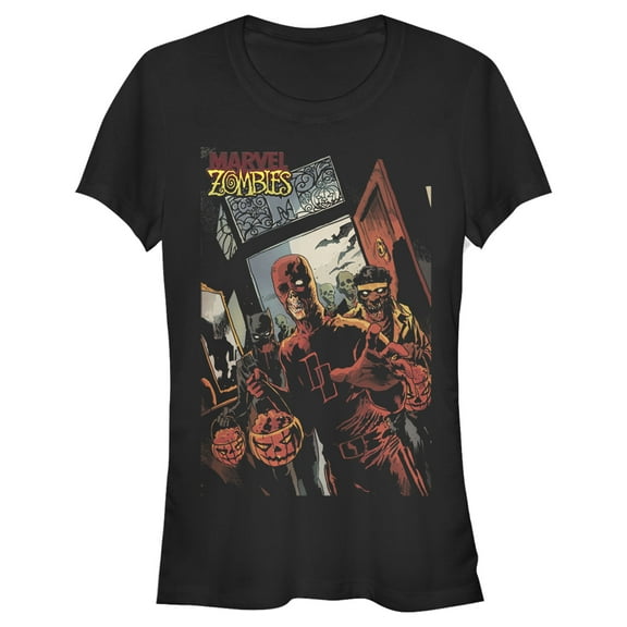 Junior's Marvel Zombies Halloween Trick or Treat Graphic Tee Black Large