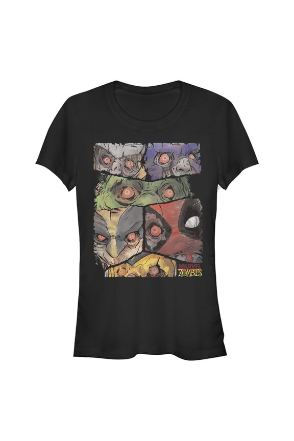 Junior's Marvel Zombies Hero Faces Graphic Tee Black Small