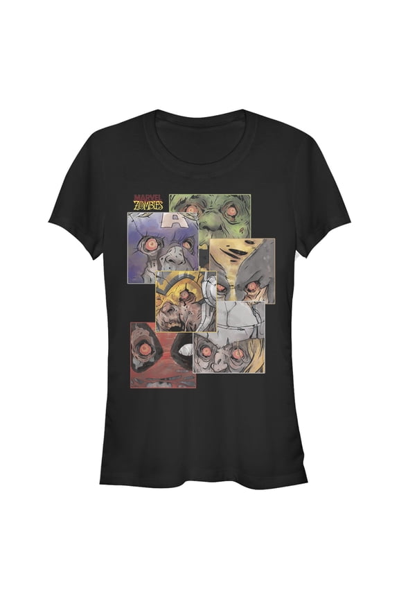 Junior's Marvel Zombies Hero Squares  Graphic Tee Black 2X Large