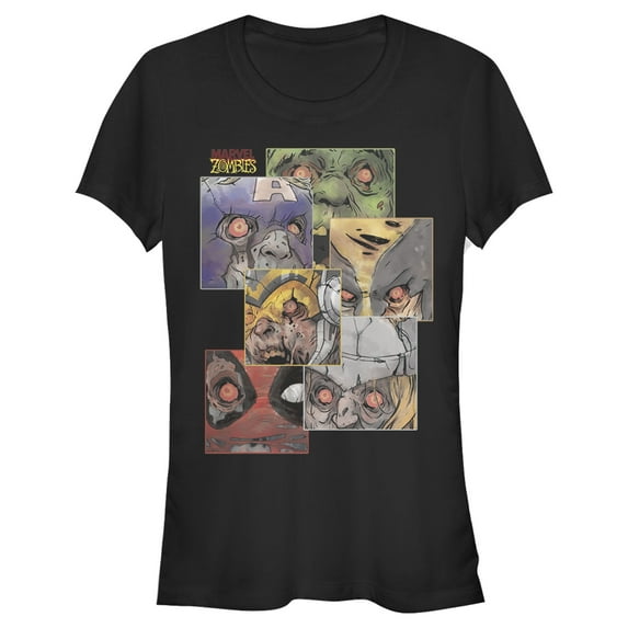 Junior's Marvel Zombies Hero Squares Graphic Tee Black X Large