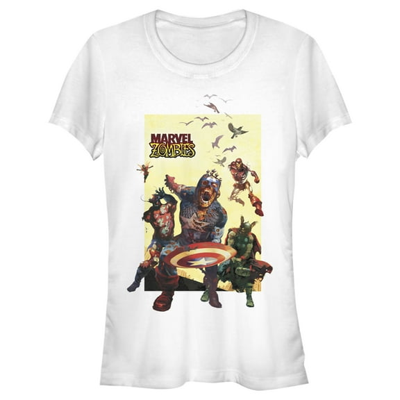 Junior's Marvel Zombies Heroes Battle  Graphic Tee White Medium
