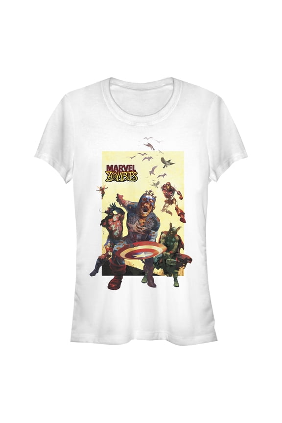 Junior's Marvel Zombies Heroes Battle  Graphic Tee White Medium