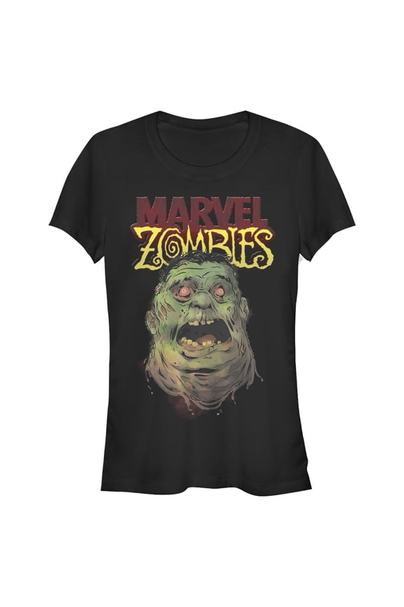 Junior's Marvel Zombies Hulk Face Graphic Tee Black Medium