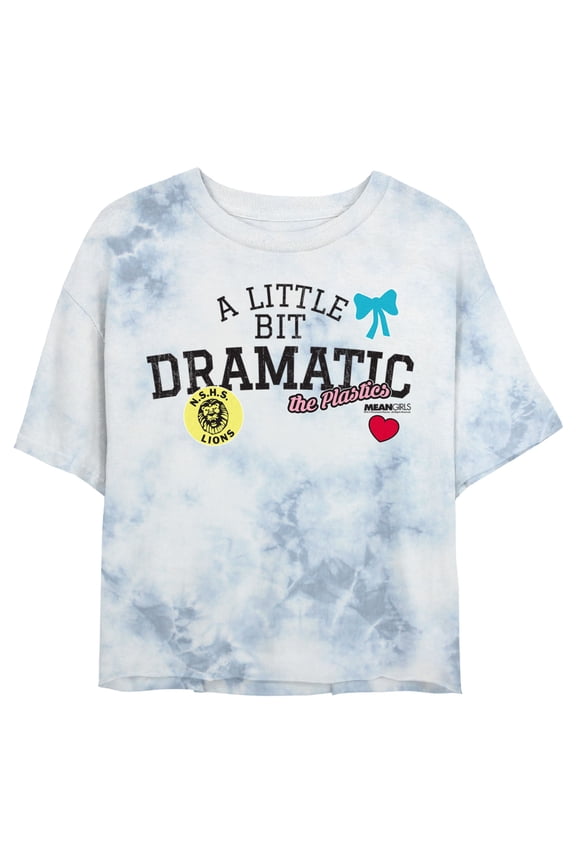Junior's Mean Girls A Little Bit Dramatic Graphic Crop T-Shirt White/Blue Small