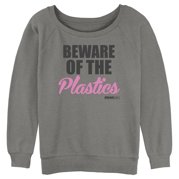 Junior's Mean Girls Beware of the Plastics Sweatshirt Gray Heather Small