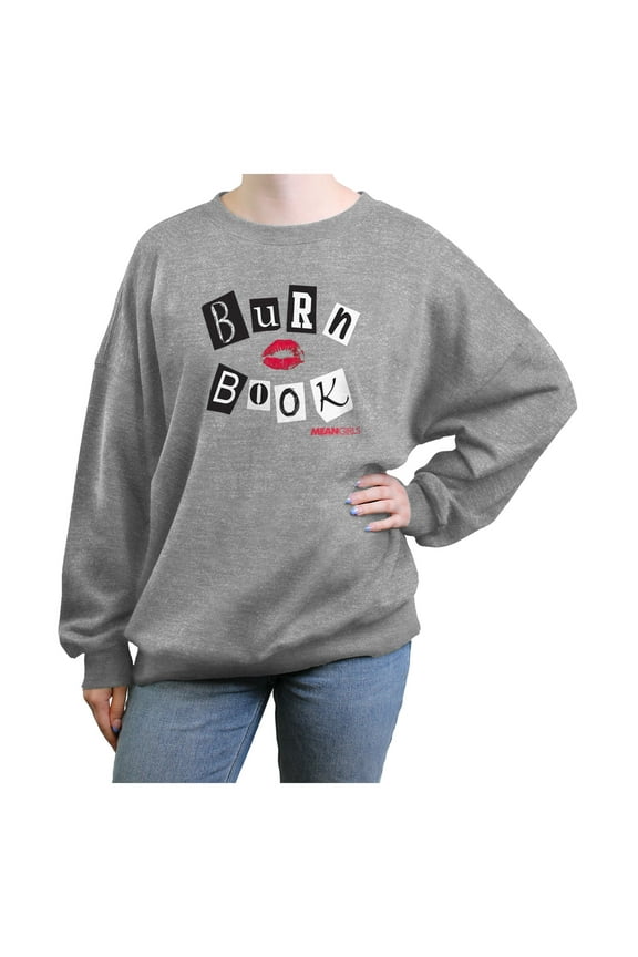 Junior's Mean Girls Burn Book Sweatshirt Heather Gray Small