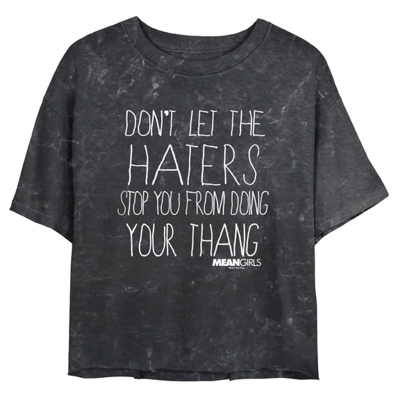 Junior's Mean Girls Don’t Let the Haters Stop You Graphic Crop T-Shirt Black Small