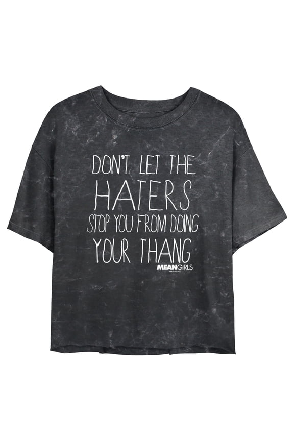 Junior's Mean Girls Don’t Let the Haters Stop You Graphic Crop T-Shirt Black X Large